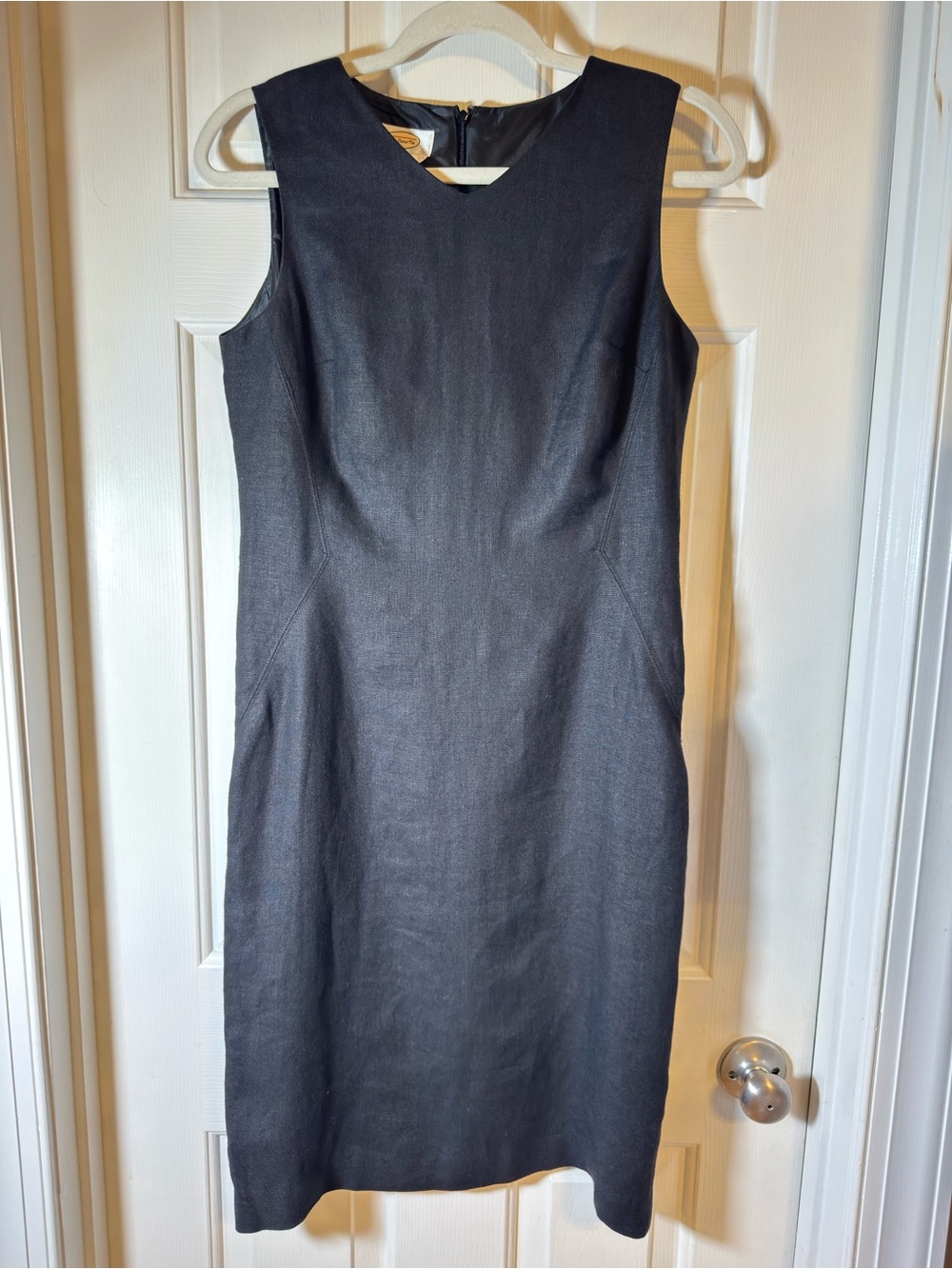 Talbots Black Sleeveless Midi Irish Linen Dress. Size 4